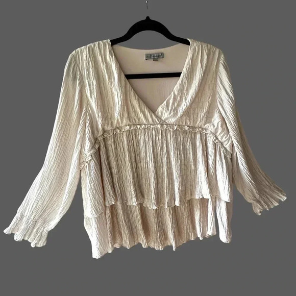 RUFFLED TIERED LONG SLEEVE PINK TOP | SIZE: MEDIUM - Picture 2 of 13